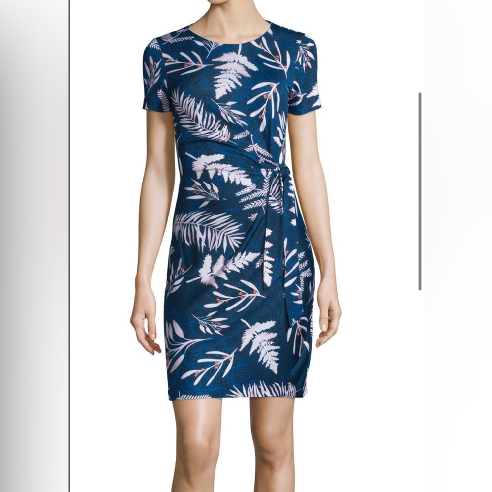 Diane von Furstenberg Snake Leaves Silk Dress Indigo